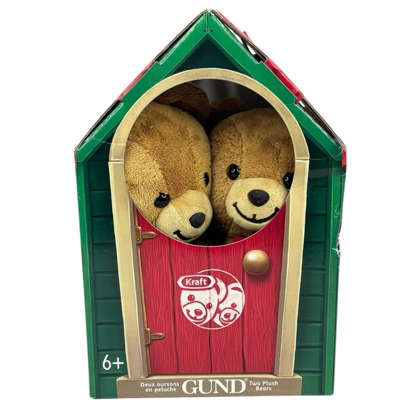 Gund Other - Gund x Kraft 2014 Stick Together Campaign Plush Crunchy & Smoothy Bears in Den